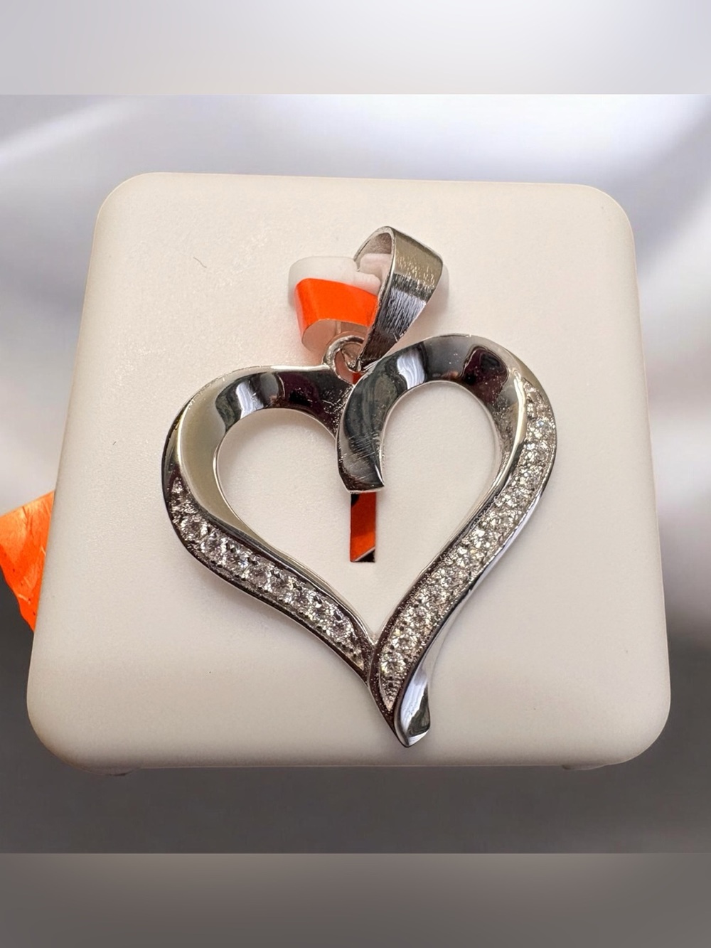 Sterling Silver Moissanite Heart Pendant